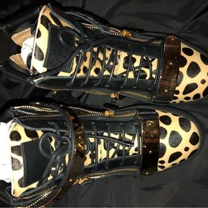 Giuseppe Zanotti Men Leopard High Top Calf Sneakers